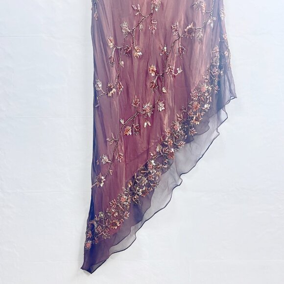 Vintage Scala 100% Silk Beaded Assymetrical Dress Large - Picture 3 of 6
